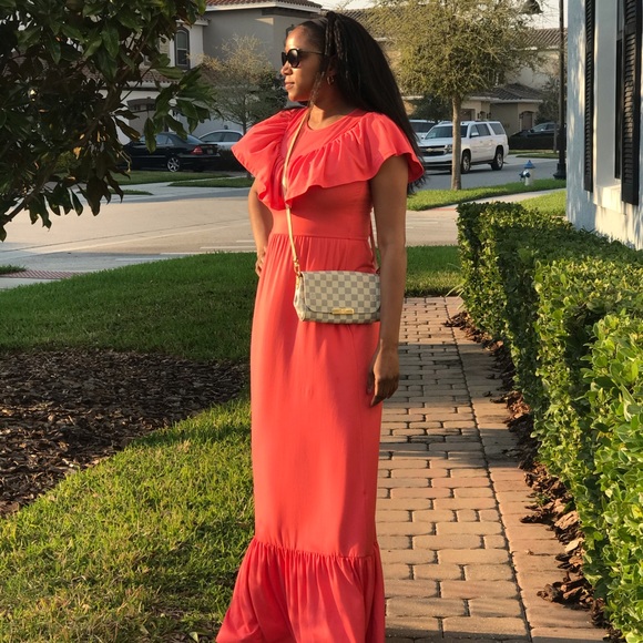 Pink Ruffle Maxi Dress - Picture 3 of 5